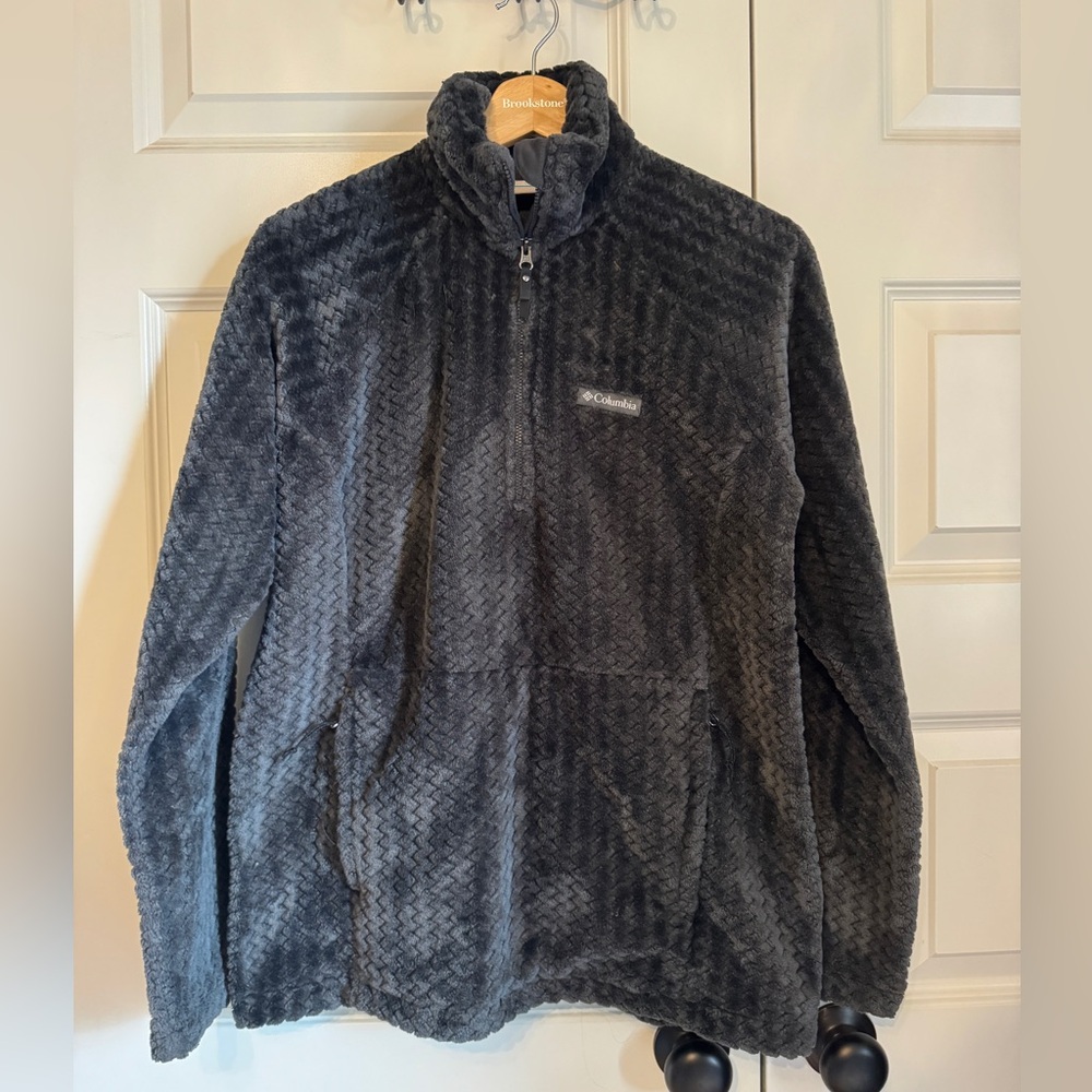 Columbia Womens Fireside Sherpa Quarter Zip Fleece Pullover Shark Gray Size M